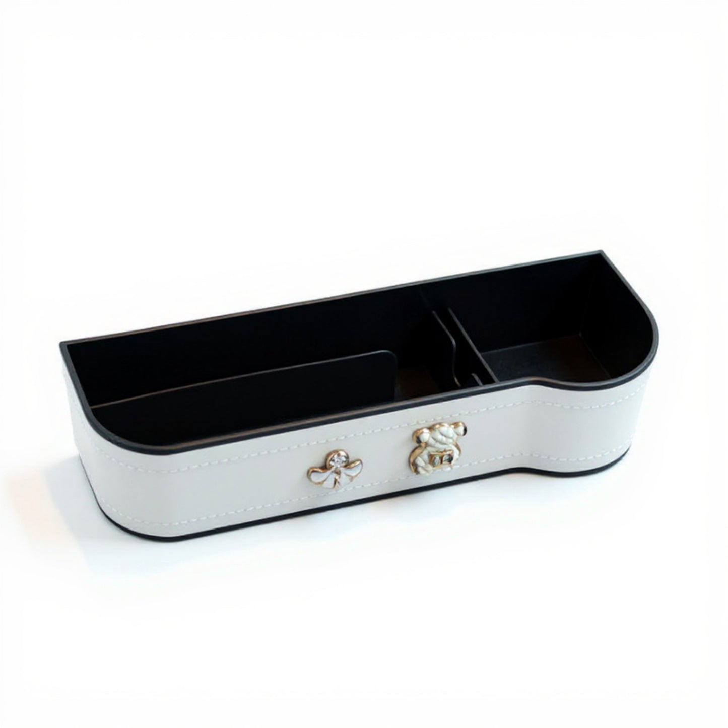 Car Seat Gap Organizer Storage Box for Console Side with Sleek Leather Finish