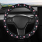 Plush Steering Wheel Cover with Floral Embroidered Pattern
