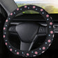 Plush Steering Wheel Cover with Floral Embroidered Pattern