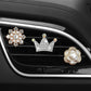3-Piece Rhinestone and Pearl Car Air Vent Clip Set Crown and Flower Designs 0.8in