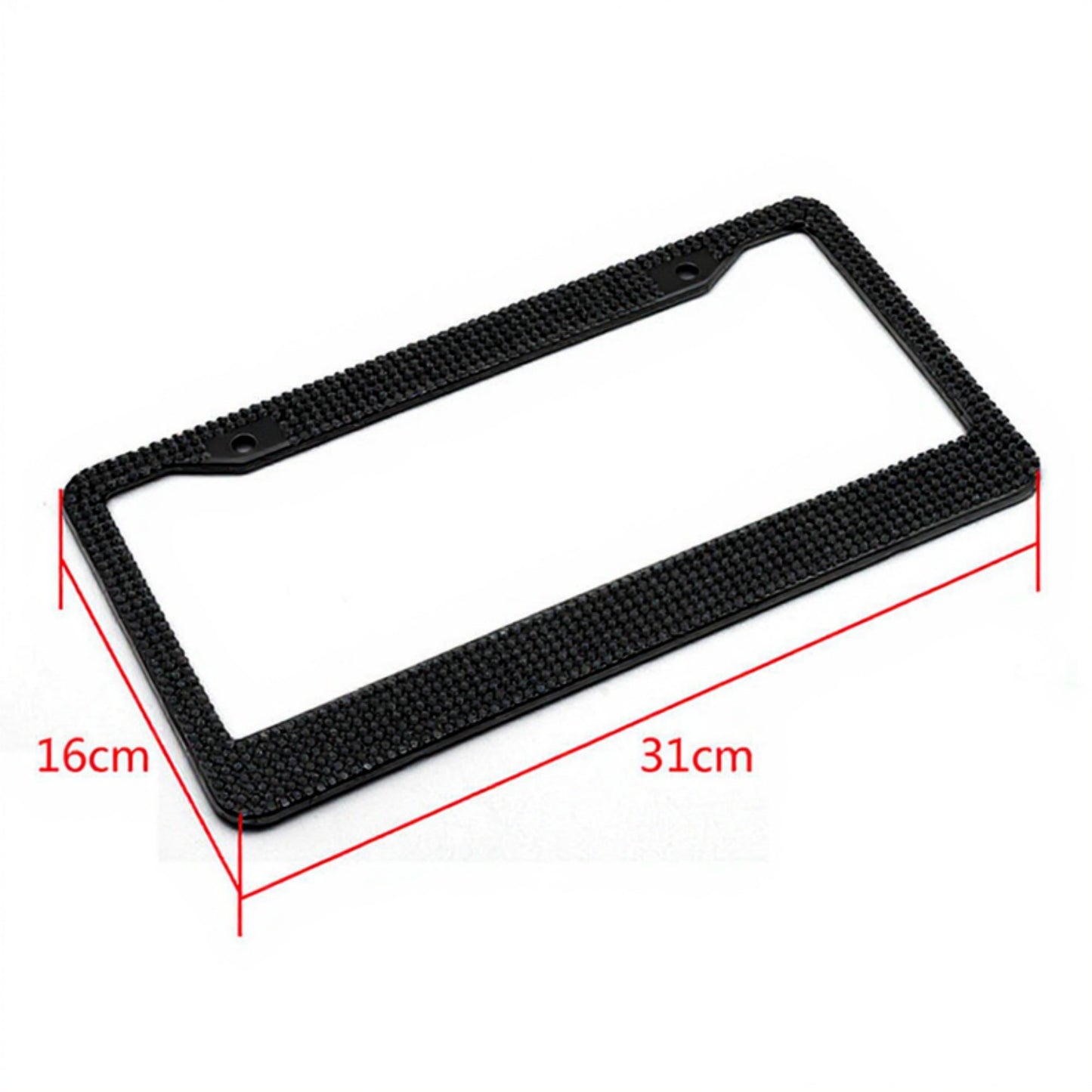 Rhinestone License Plate Frame Sparkling Crystal Metal Car Accessory 12x6.5in
