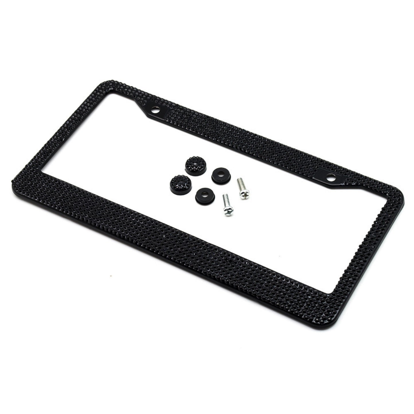 Rhinestone License Plate Frame Sparkling Crystal Metal Car Accessory 12x6.5in
