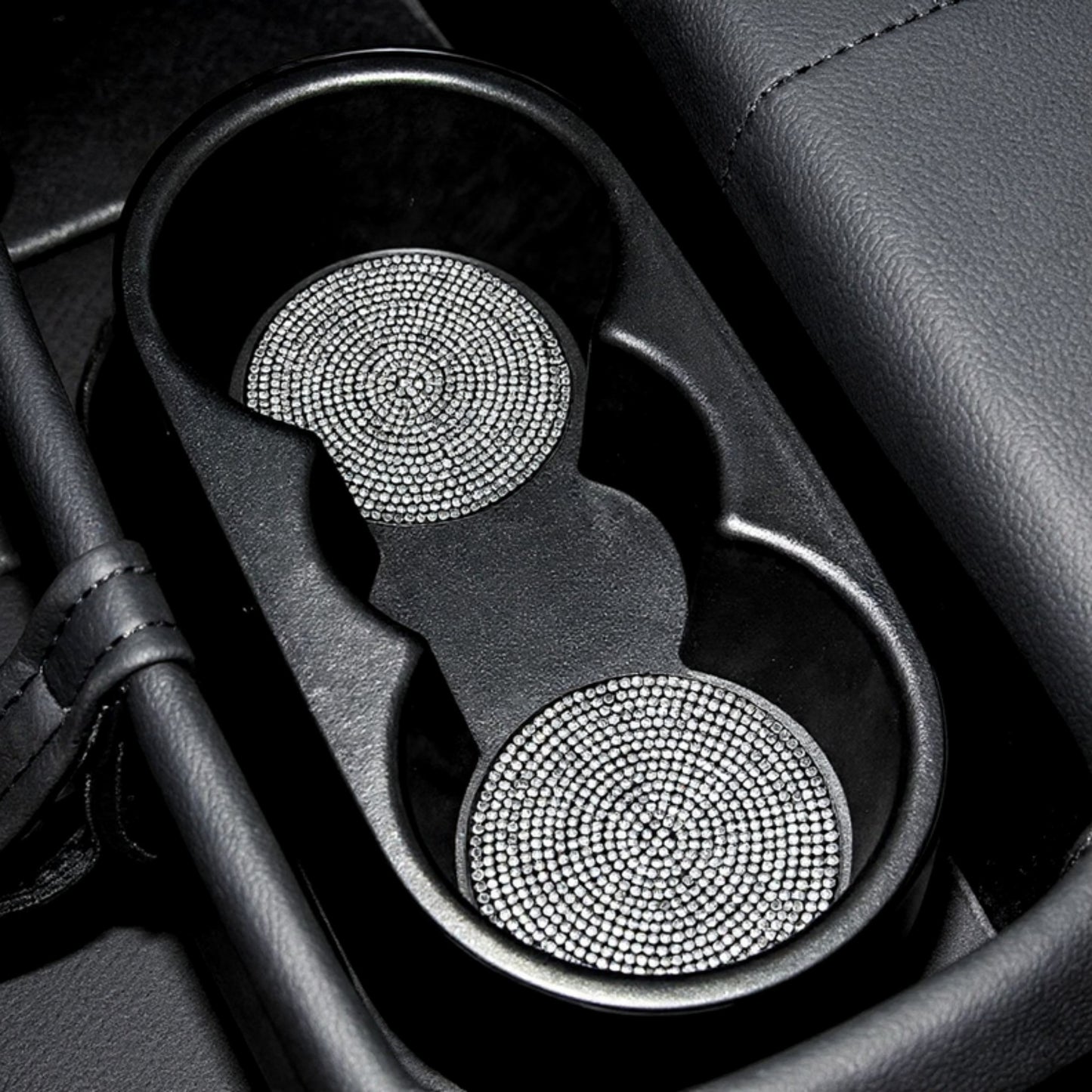 Rhinestone Car Cup Holder Coasters Anti-Slip Sparkling Crystal Set of 2