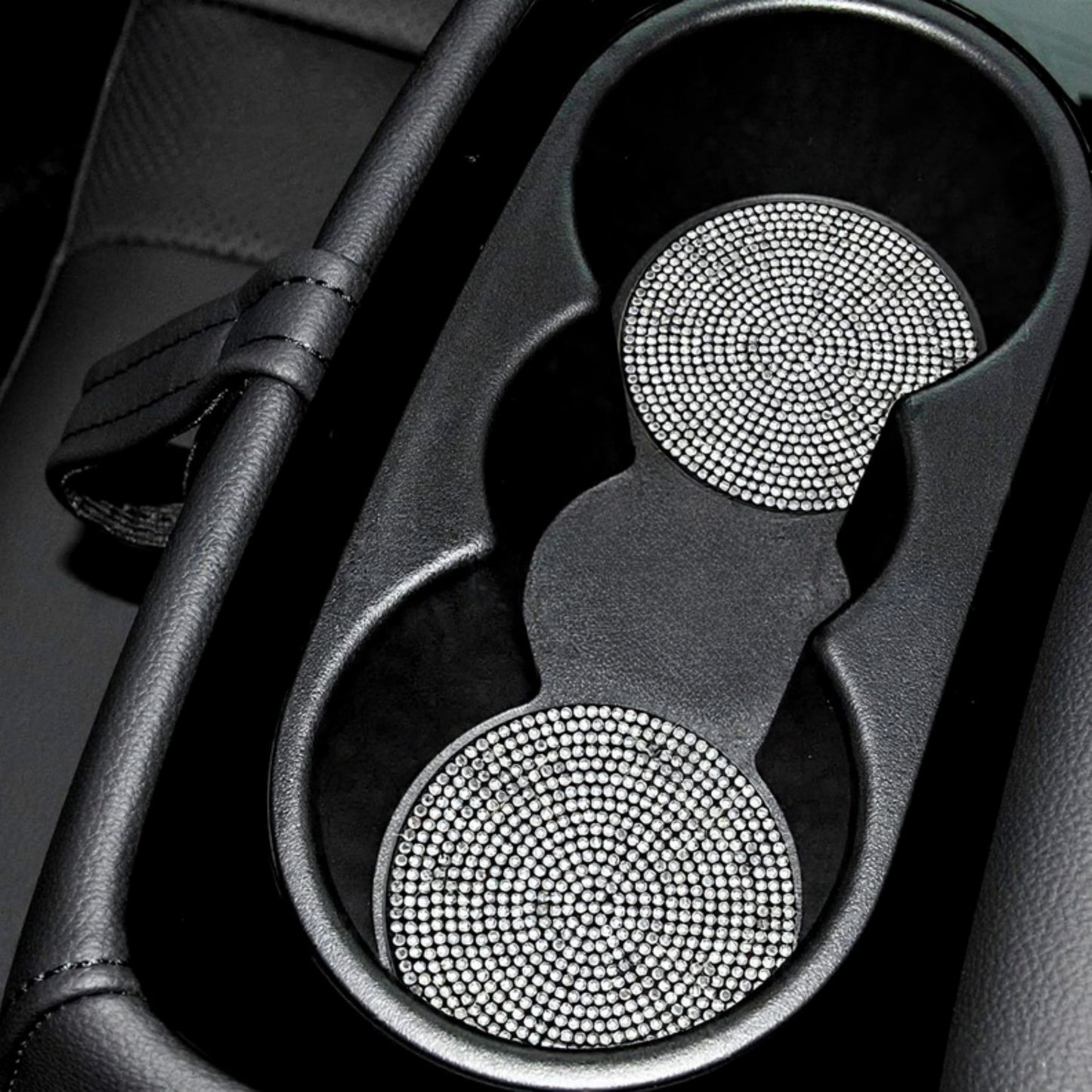 Rhinestone Car Cup Holder Coasters Anti-Slip Sparkling Crystal Set of 2
