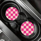 Checkered Car Cup Holder Coasters Anti-Slip Absorbent Mats Set of 2