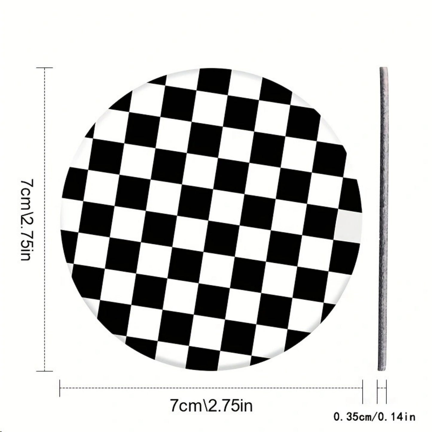 Checkered Car Cup Holder Coasters Anti-Slip Absorbent Mats Set of 2