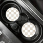 Checkered Car Cup Holder Coasters Anti-Slip Absorbent Mats Set of 2 3.5in