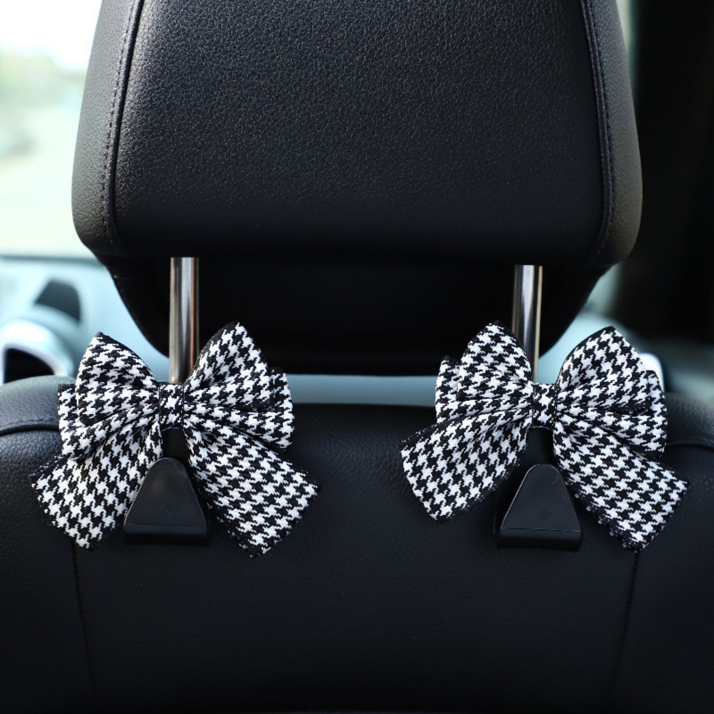Decorative Ribbon Bow Car Headrest Hooks 2-Piece Set for Handbags and Accessories