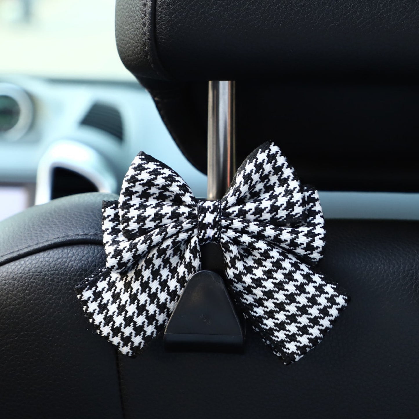 Decorative Ribbon Bow Car Headrest Hooks 2-Piece Set for Handbags and Accessories