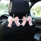 Decorative Ribbon Bow Car Headrest Hooks 2-Piece Set for Handbags and Accessories