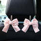 Decorative Ribbon Bow Car Headrest Hooks 2-Piece Set for Handbags and Accessories