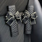 Quilted PU Leather Car Seat Belt Covers with Decorative Ribbon Bow Set