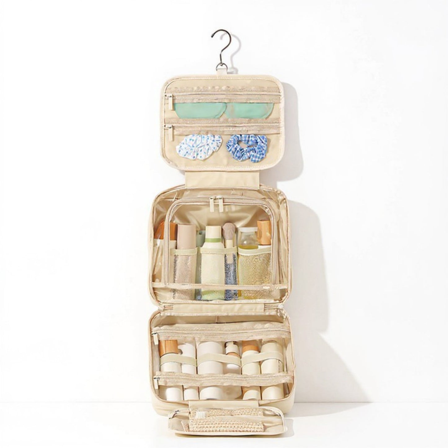 Hanging Toiletry Bag with Large Capacity and Transparent Mesh Compartments 12x8.5x4.5in