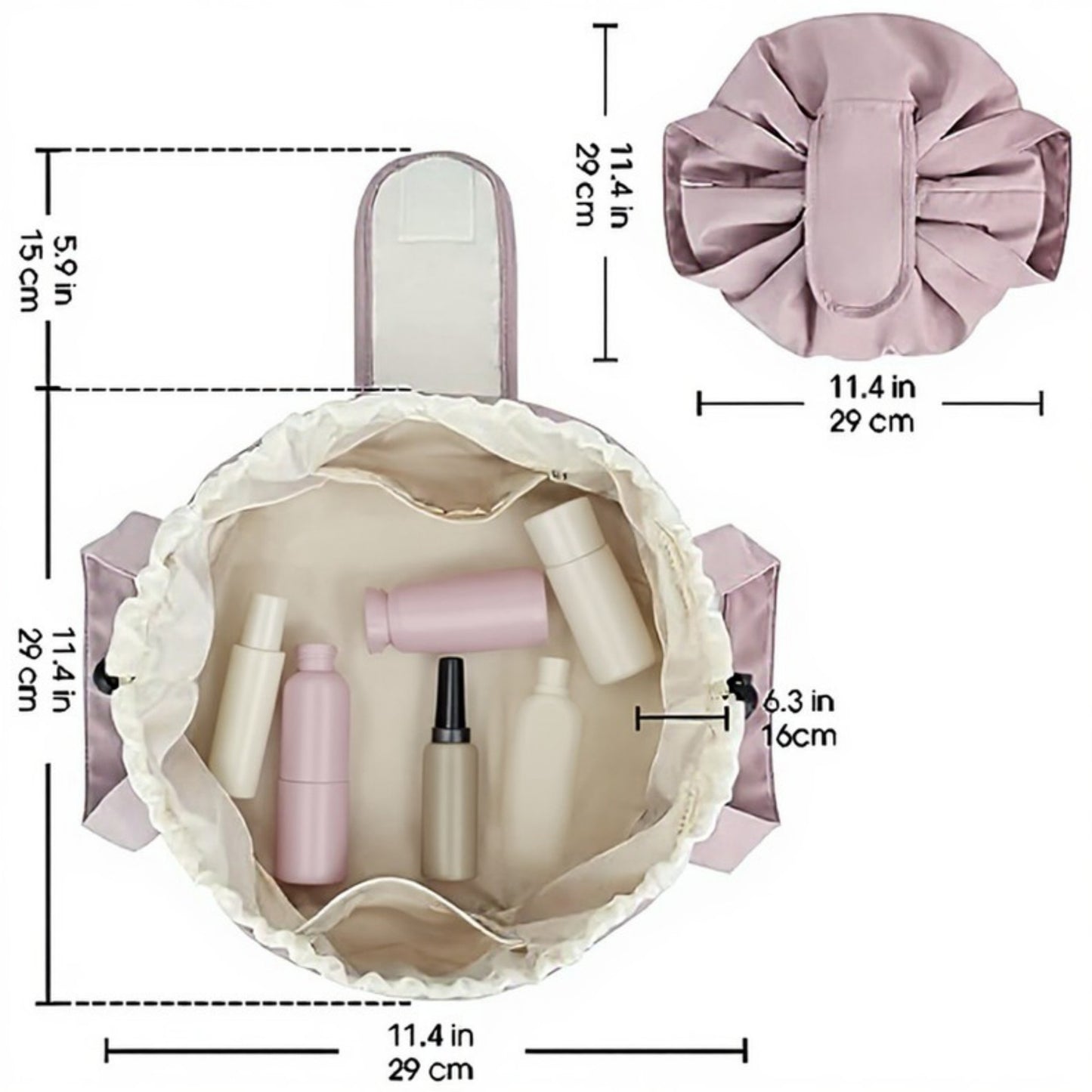 Drawstring Toiletry Bag with Water-Resistant Fabric and Dual Handle Design