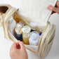 Hanging Travel Toiletry Bag with Multi-Compartment Design and Hook Organizer