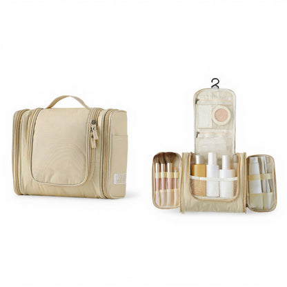 Hanging Travel Toiletry Bag with Multi-Compartment Design and Hook Organizer