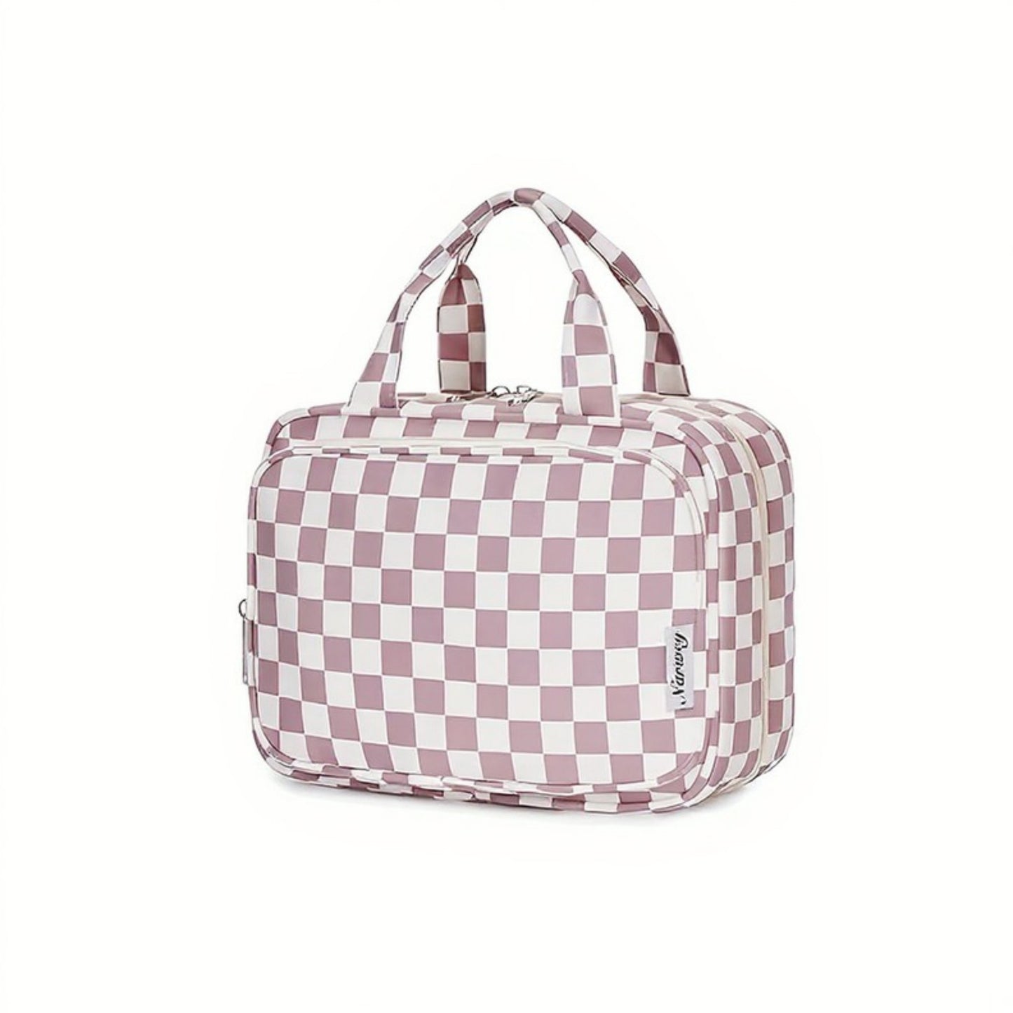 Hanging Toiletry Bag with Checkered Pattern and Multi-Layer Compartment Organizer 10.7x8x5.5in