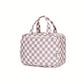 Hanging Toiletry Bag with Checkered Pattern and Multi-Layer Compartment Organizer 10.7x8x5.5in