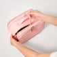 Multi-Compartment Travel Makeup Bag with Brush Holder and Transparent Pockets