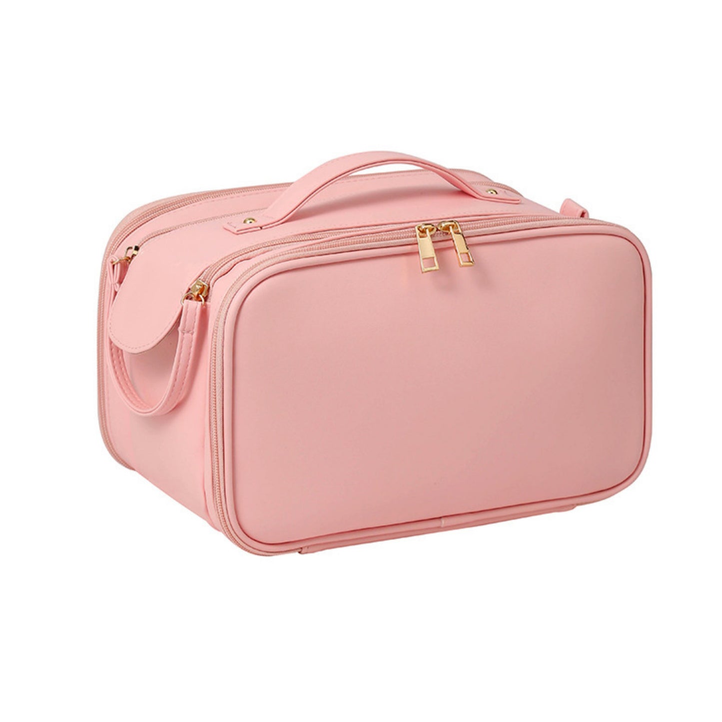 Multi-Compartment Travel Makeup Bag with Brush Holder and Transparent Pockets