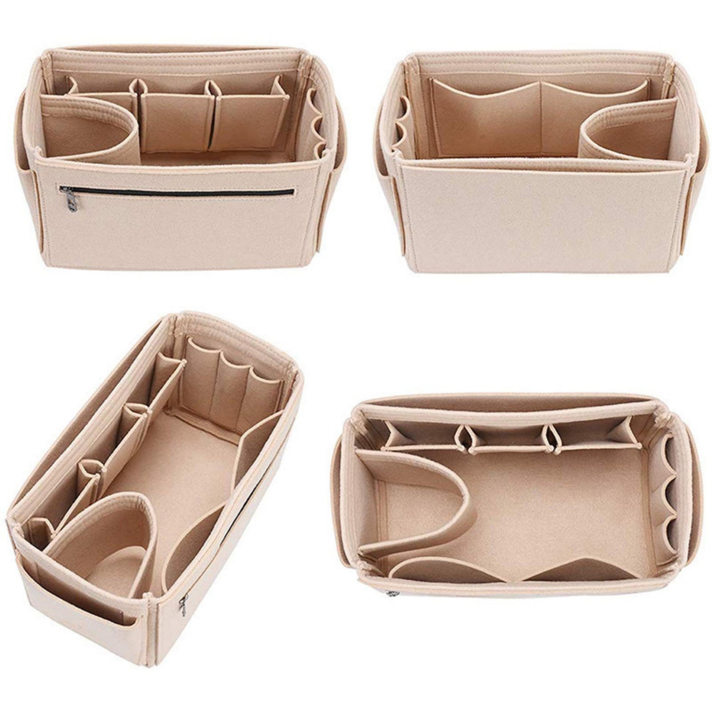 Felt Purse Organizer Insert with Multiple Pockets and Zipper Compartment