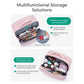 Double-Layer Travel Makeup and Toiletry Bag with Quilted Design and Carry Handle