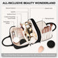 Large Capacity Makeup Organizer Bag with Dual Compartments and Brush Holders 9.8x6.3x5.5 inches
