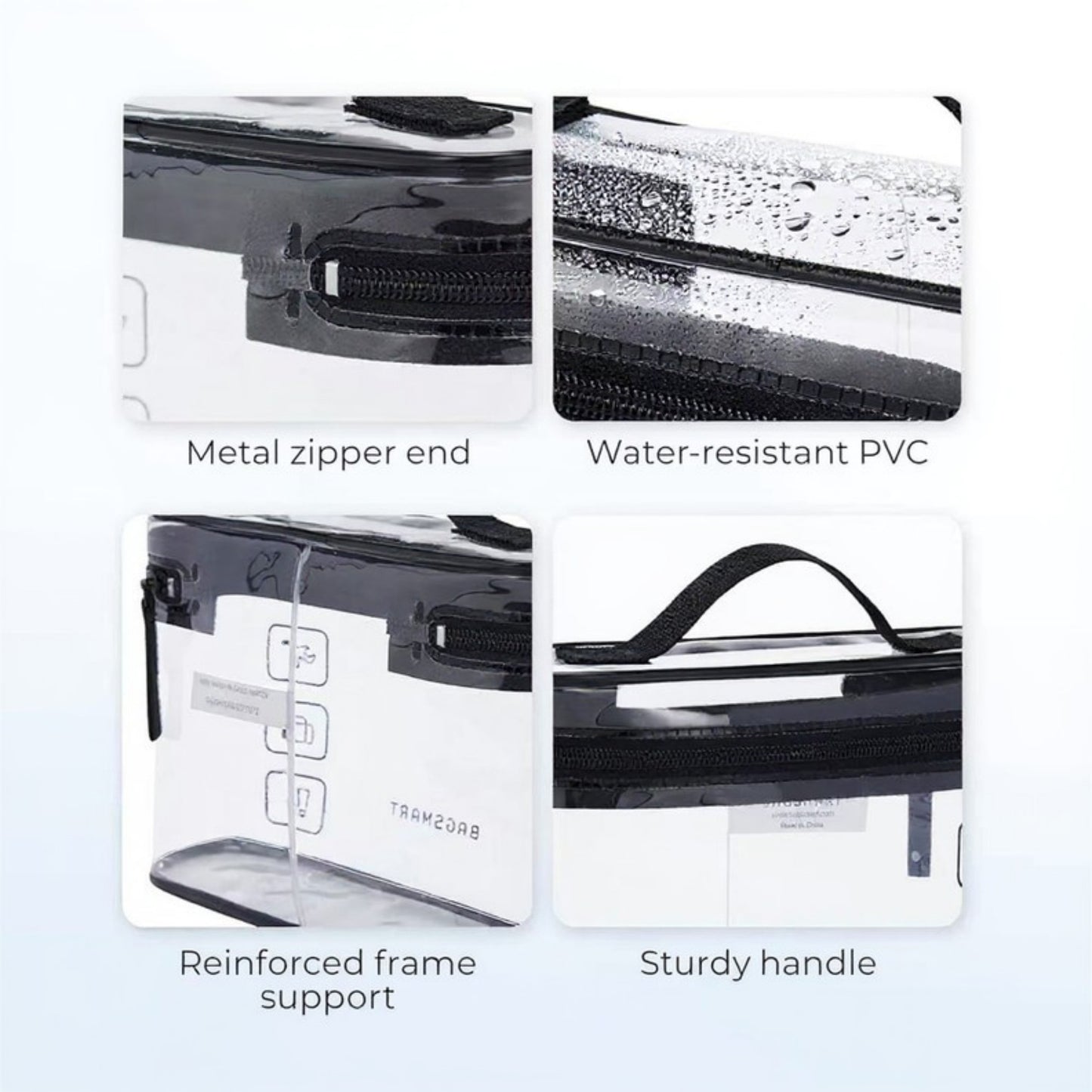 Clear Travel Toiletry Bag with 180¡ã Wide Opening and Waterproof PVC Design