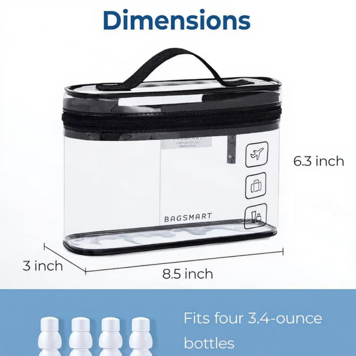 Clear Travel Toiletry Bag with 180¡ã Wide Opening and Waterproof PVC Design