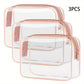 3-Piece Clear Travel Toiletry Bag Set with Zipper Closure and Waterproof PVC Design 7.8x6x2.5IN
