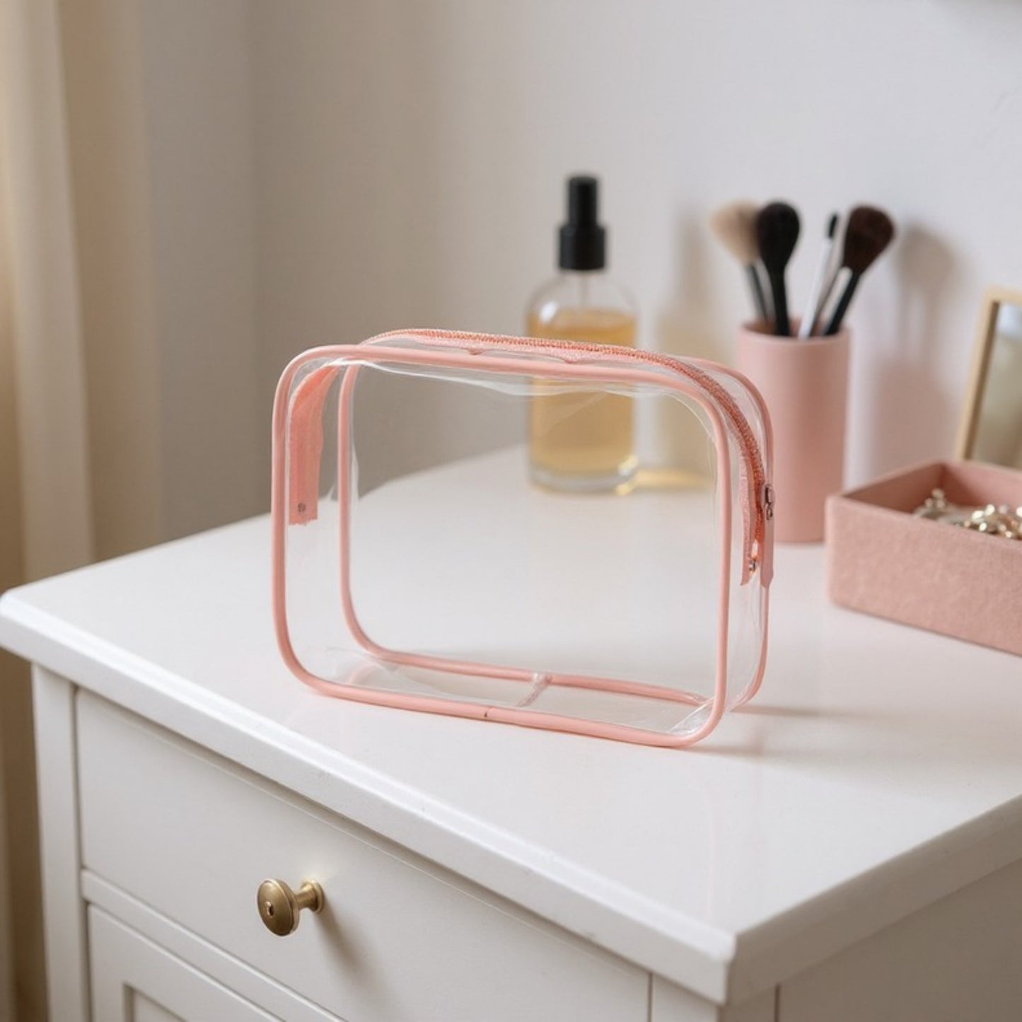 3-Piece Clear Travel Toiletry Bag Set with Zipper Closure and Waterproof PVC Design 7.8x6x2.5IN
