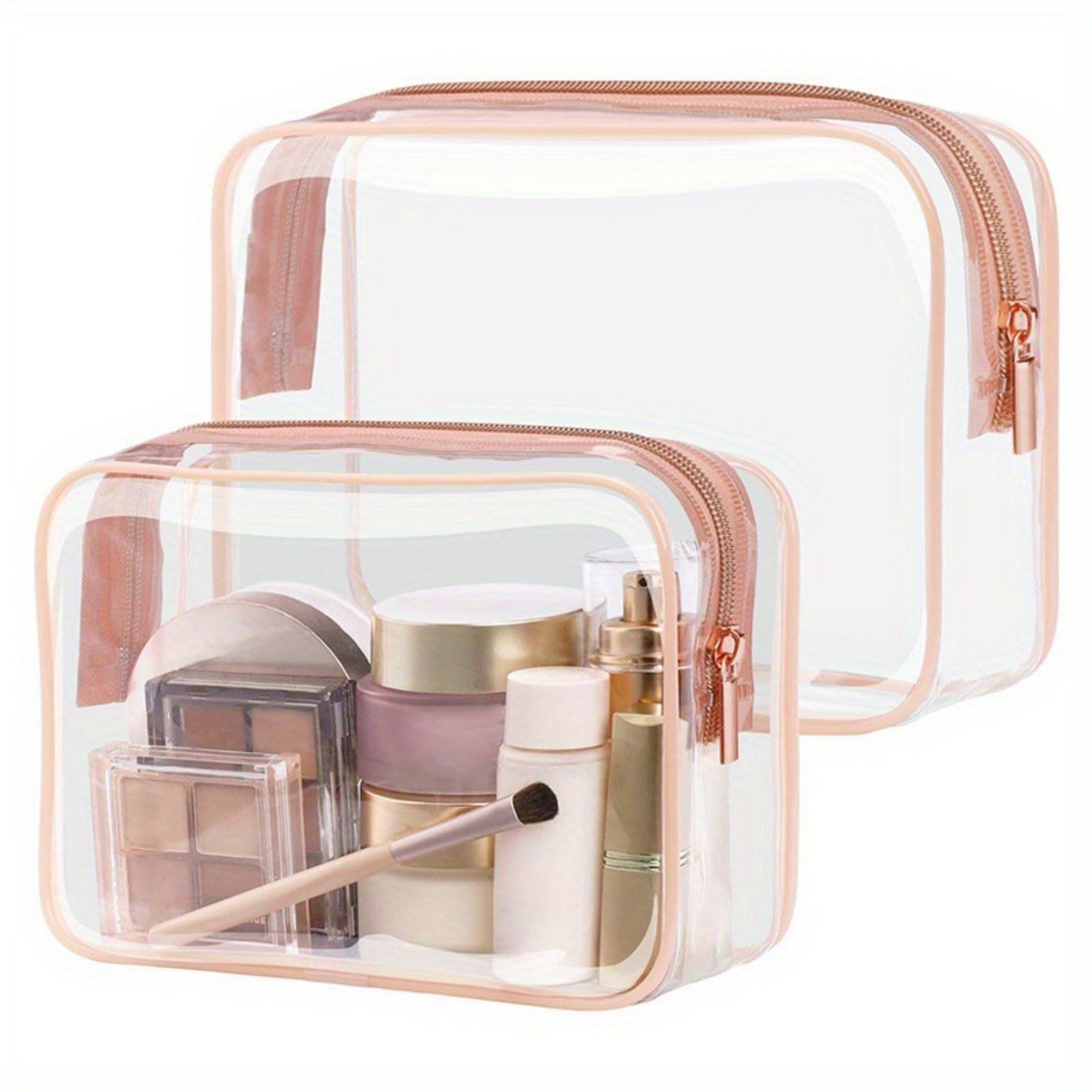 3-Piece Clear Travel Toiletry Bag Set with Zipper Closure and Waterproof PVC Design 7.8x6x2.5IN