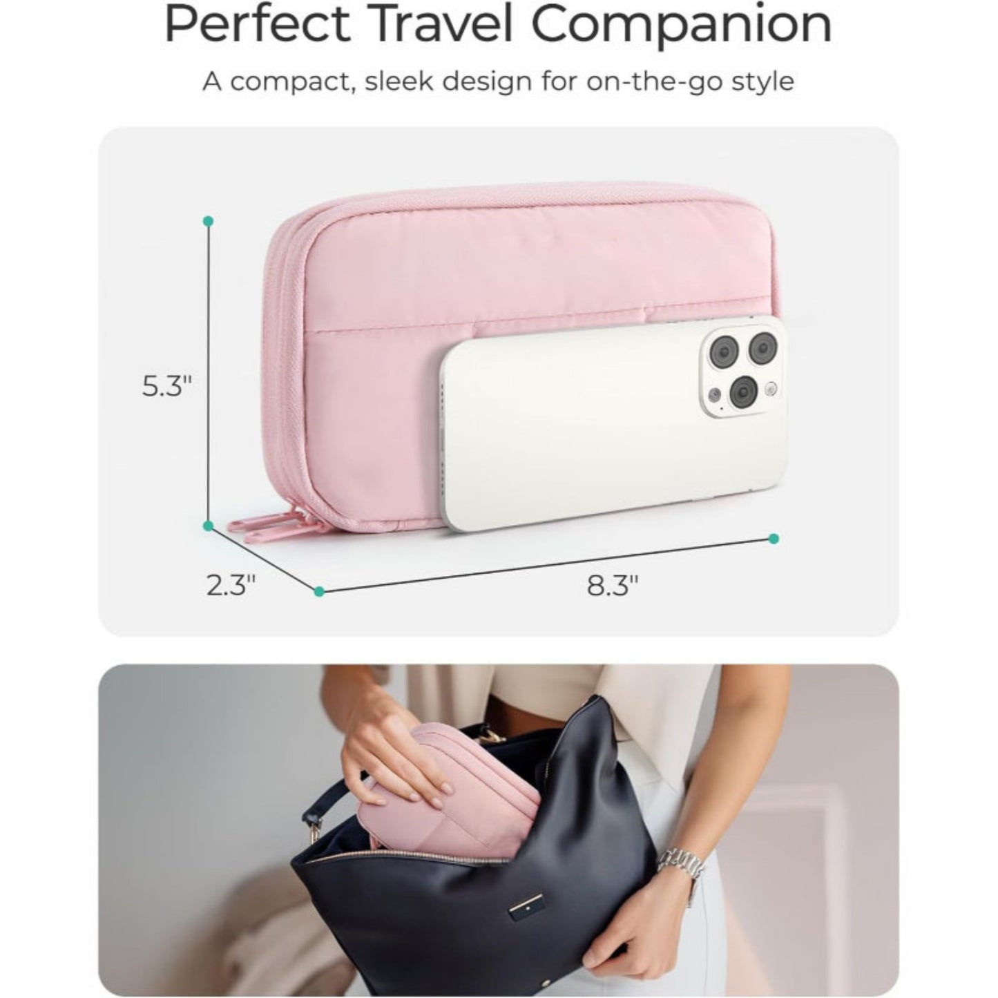 Electronic Accessories Organizer Travel Cable Storage Case with Mesh Pockets and Zipper Closure