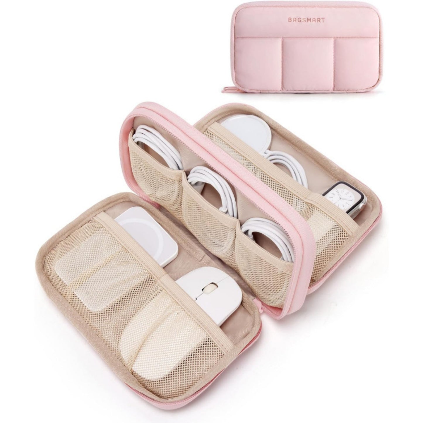 Electronic Accessories Organizer Travel Cable Storage Case with Mesh Pockets and Zipper Closure