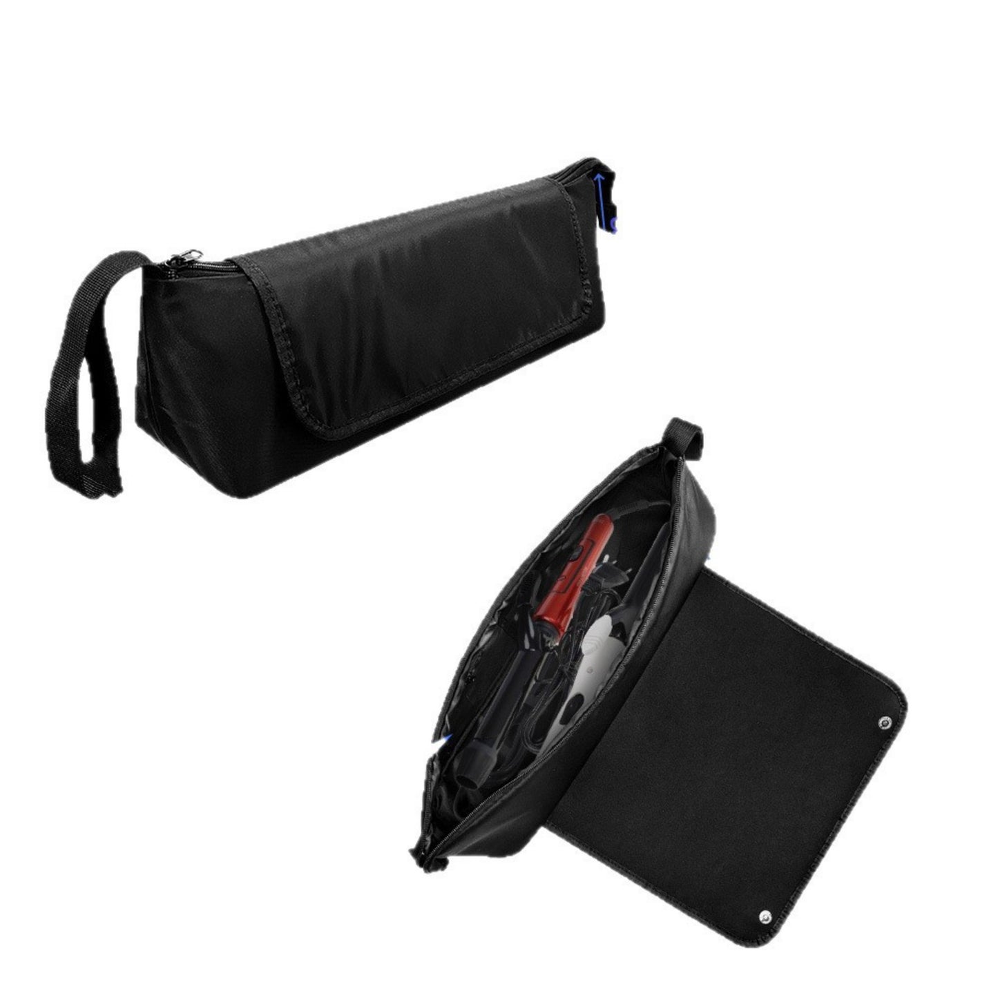 Hair Tool Organizer Bag with Heat-Resistant Mat and Multi-Pocket Storage Design