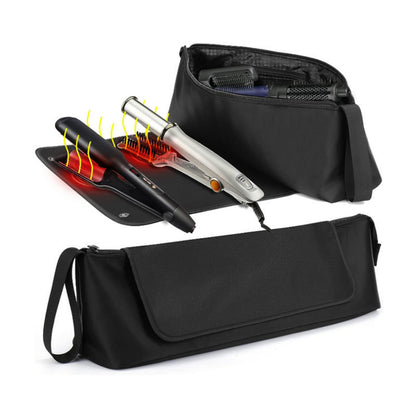 Hair Tool Organizer Bag with Heat-Resistant Mat and Multi-Pocket Storage Design