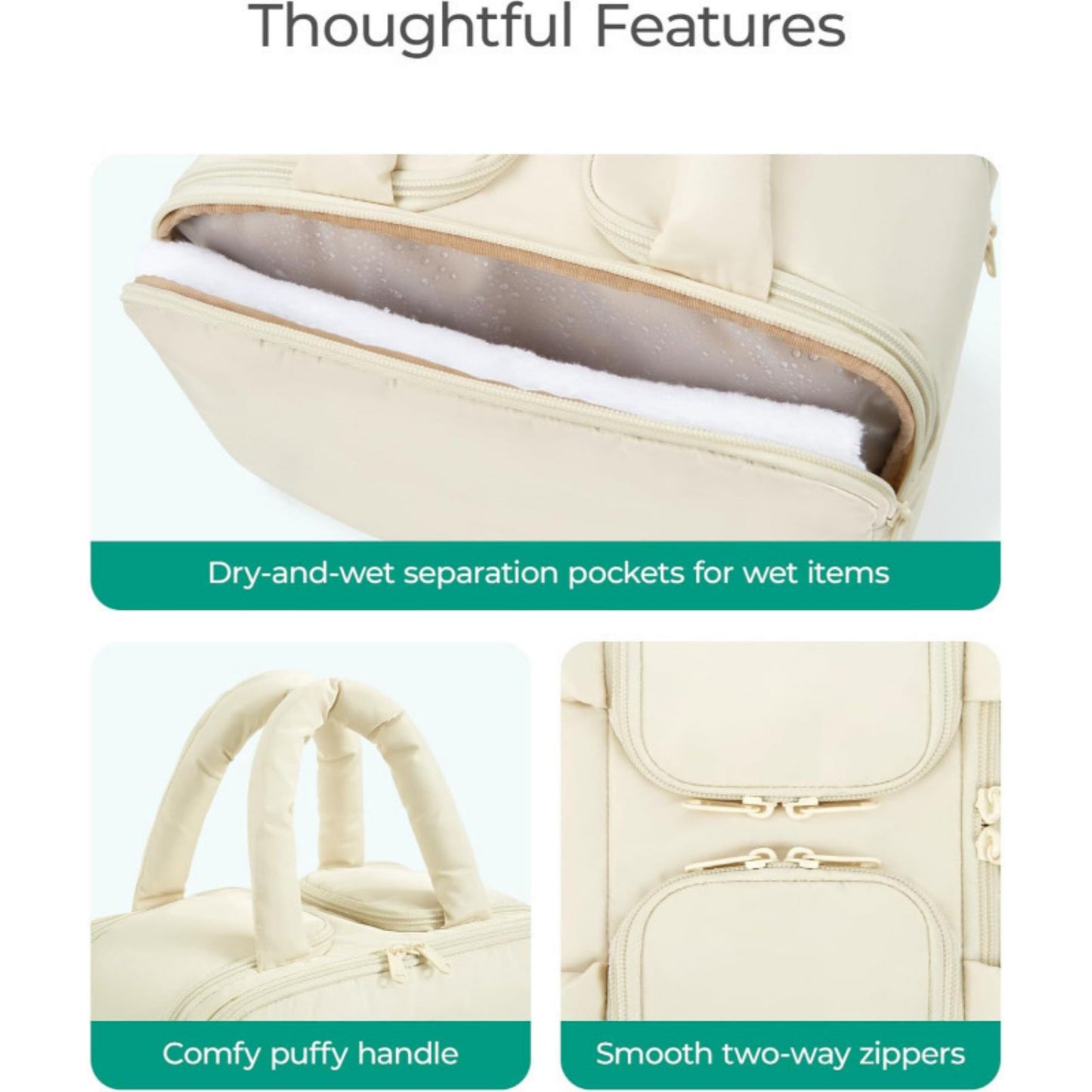 Makeup Brush and Toiletry Organizer Bag with Easy-Clean PVC Front Pocket and Elastic Holders