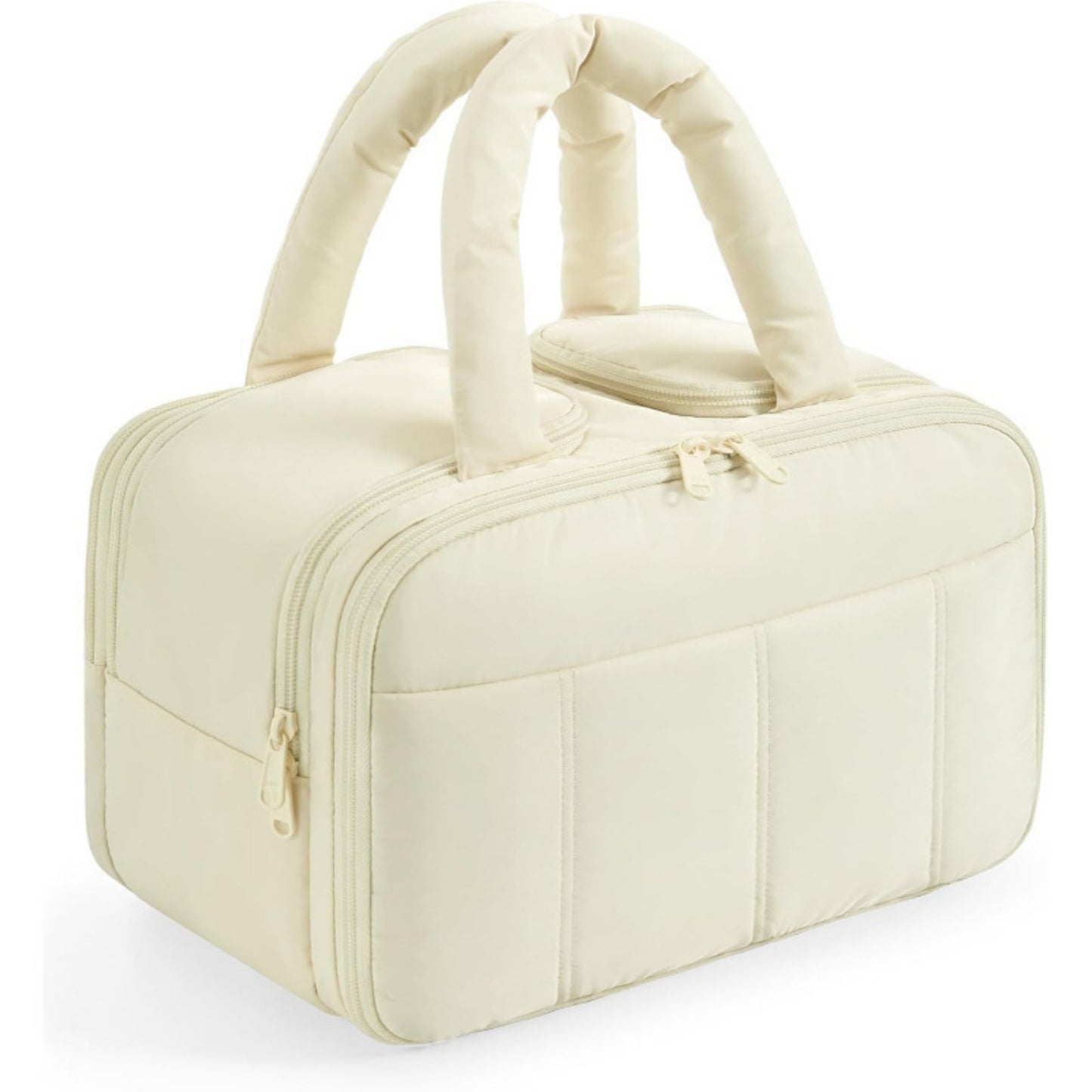Makeup Brush and Toiletry Organizer Bag with Easy-Clean PVC Front Pocket and Elastic Holders