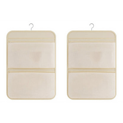 2pcs Women's Hanging Organizer with Dual Zippered Compartments Space-Saving Storage Design for Closets Bathrooms
