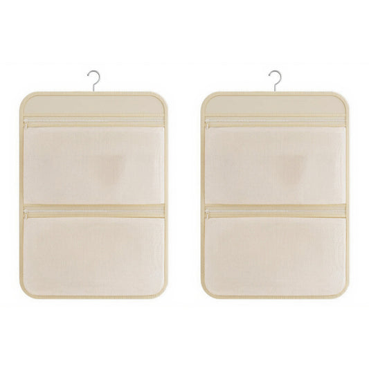 2pcs Women's Hanging Organizer with Dual Zippered Compartments Space-Saving Storage Design for Closets Bathrooms