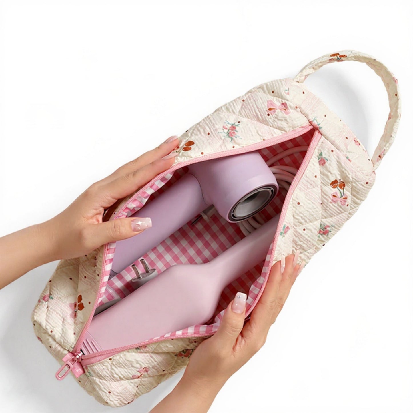 Quilted Travel Toiletry Bag with Soft Padded Design Spacious Interior Smooth Zipper and Easy-Carry Top Handle