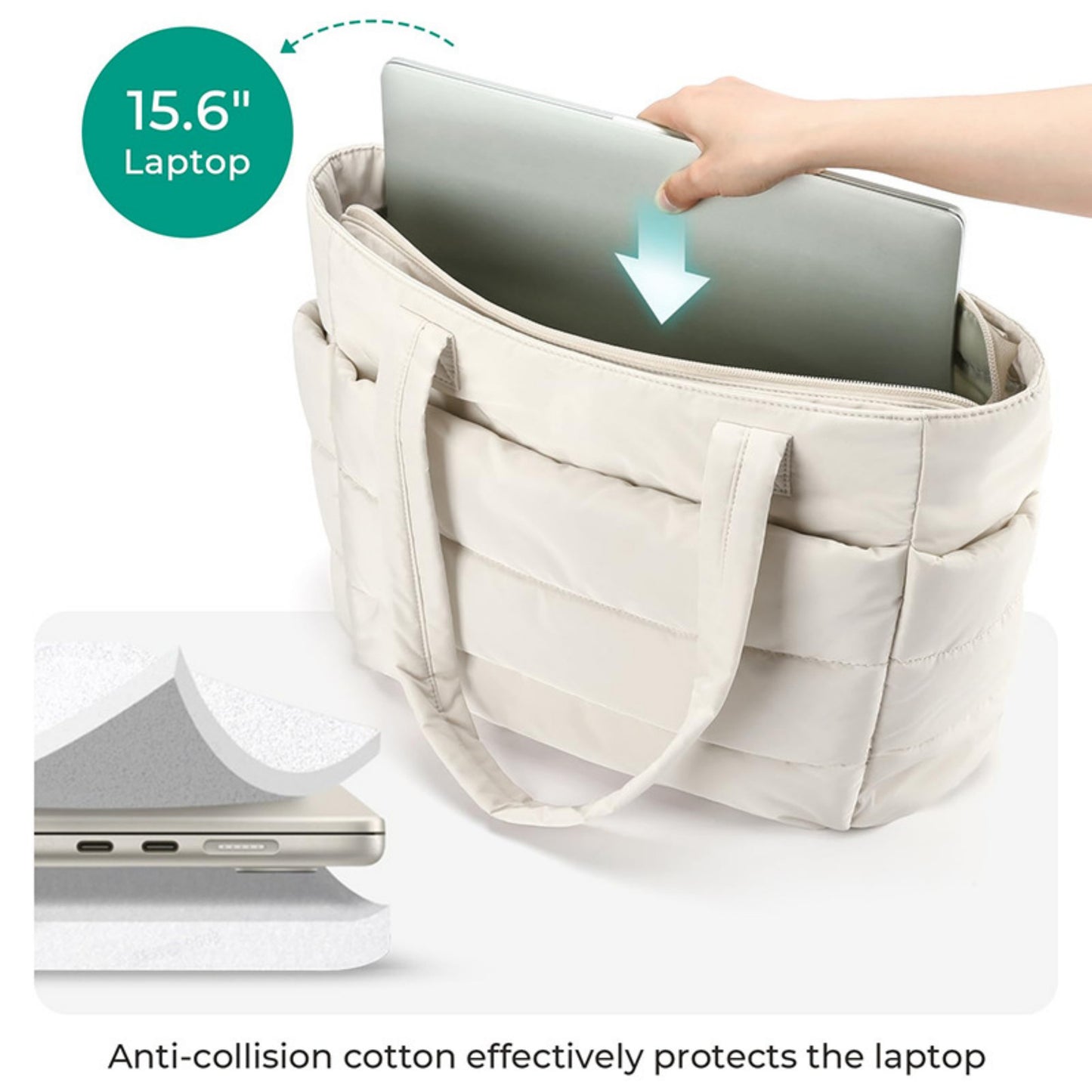 Quilted Puffer Tote Bag with Soft Padded Panels and Spacious Interior Storage for Everyday Essentials