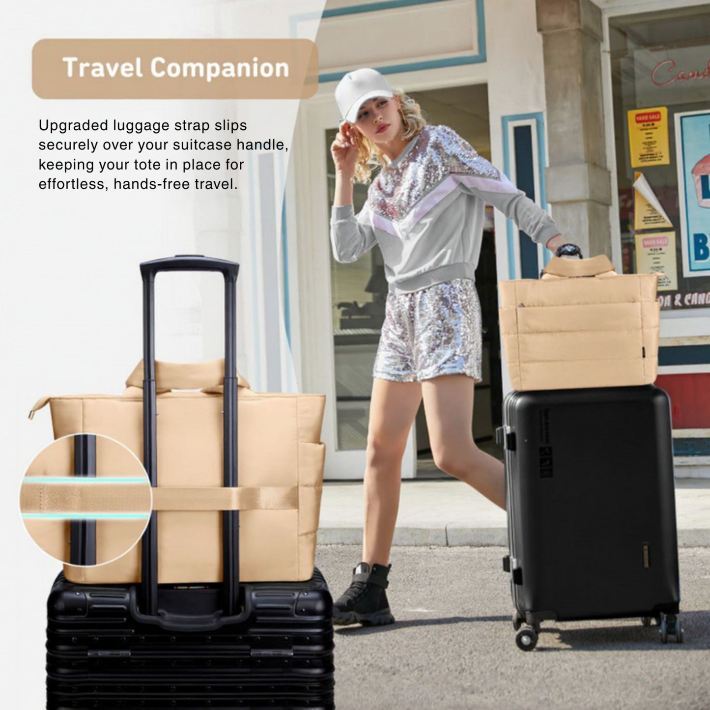 Quilted Puffer Tote Bag with Soft Padded Panels and Spacious Interior Storage for Everyday Essentials