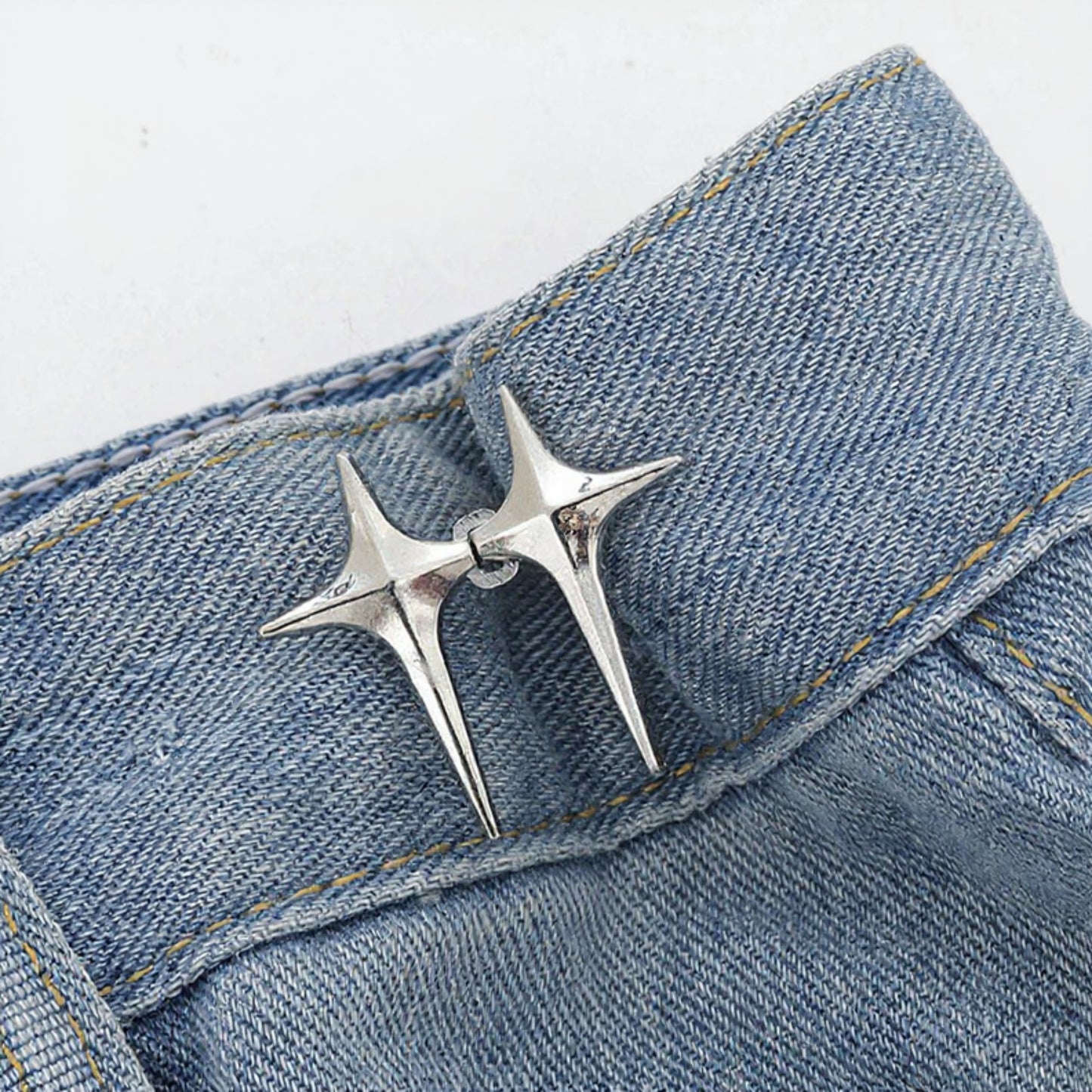 3-Piece Star-Shaped Pant Buckle Extender Set with Sculpted Metal Spike Design for Adjustable Waistroom 1.5x1.4in