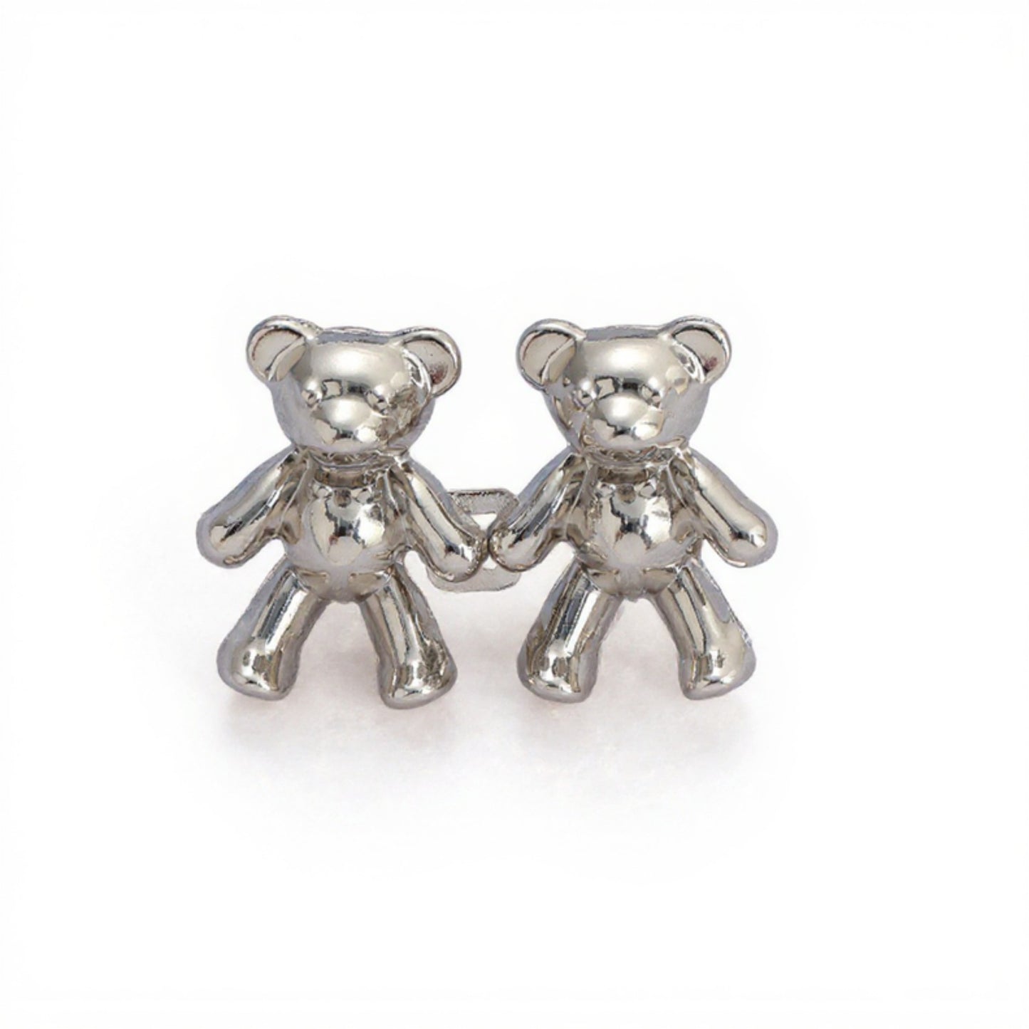 3-Piece Teddy Bear Pant Buckle Extender Set with Sculpted Metal Designs for Adjustable Waistroom 1.5x1.4in