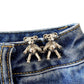 3-Piece Teddy Bear Pant Buckle Extender Set with Sculpted Metal Designs for Adjustable Waistroom 1.5x1.4in