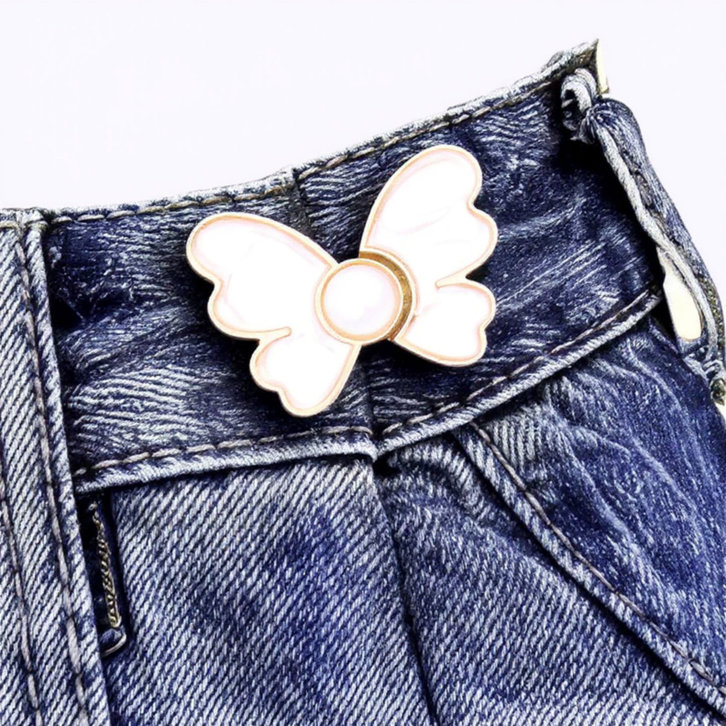 3-Piece Wing-Shaped Jean Buckle Extender Set with Decorative Sculpted Design for Adjustable Waistroom and Denim Accents 1.5x1.4in