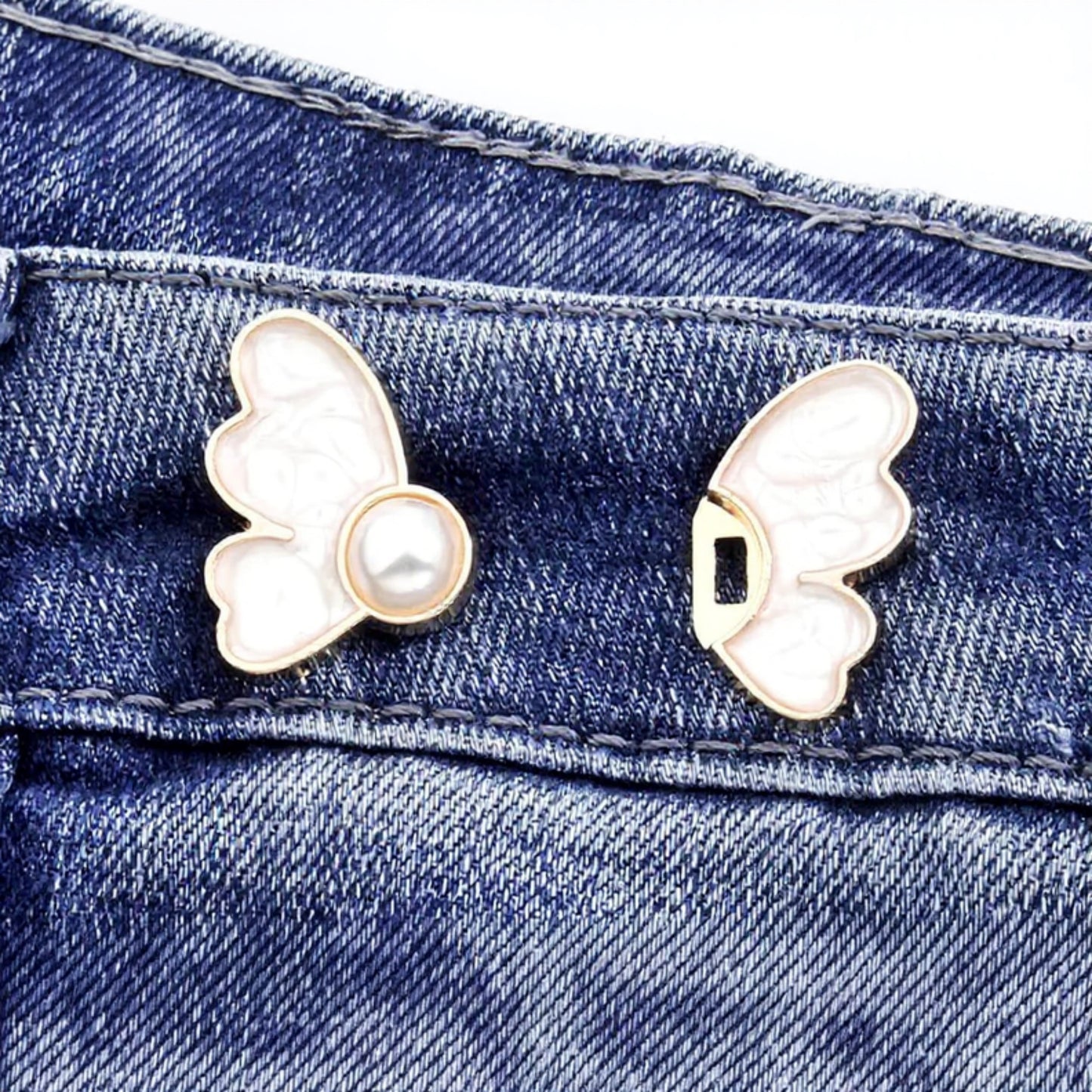 3-Piece Wing-Shaped Jean Buckle Extender Set with Decorative Sculpted Design for Adjustable Waistroom and Denim Accents 1.5x1.4in