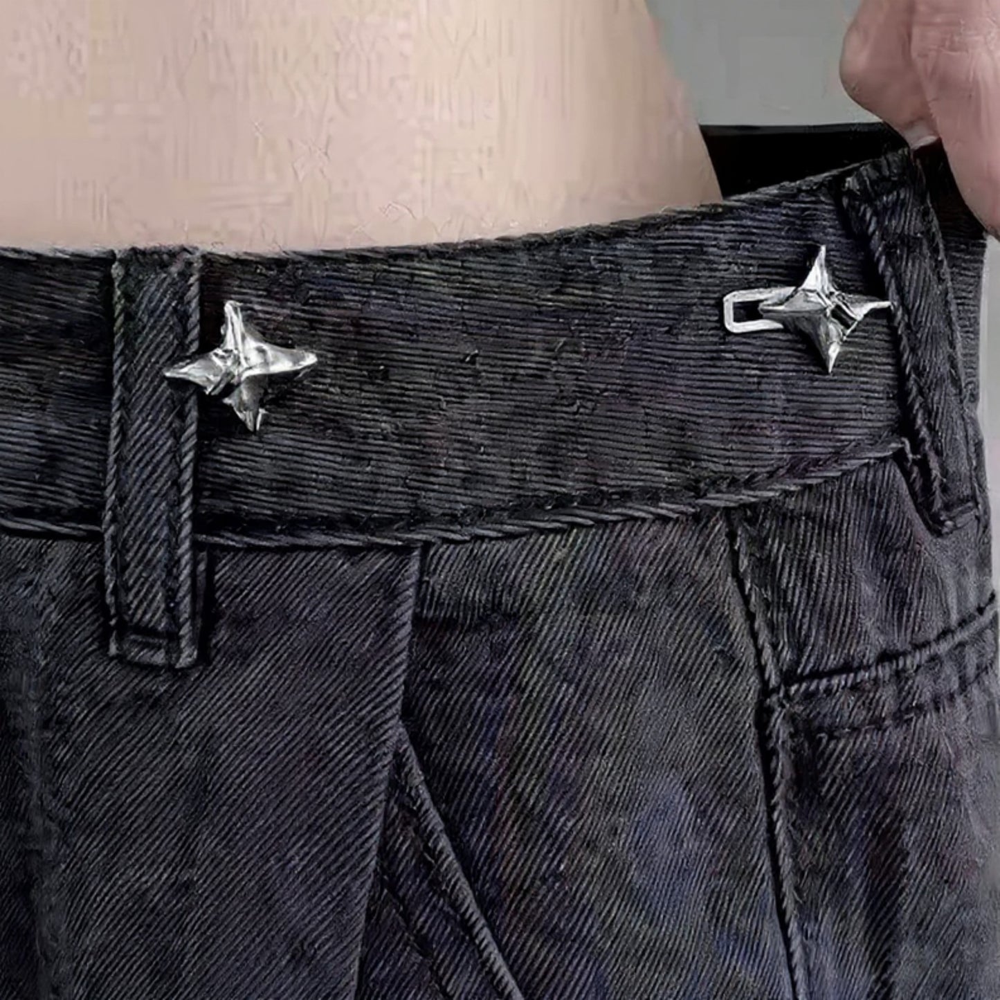 3-Piece Star-Shaped Jean Buckle Extender Set with Sculpted Metal Design for Adjustable Fit and Added Waistroom Comfort 0.8in