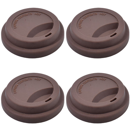 4pcs per Set Reusable Silicone Coffee Cup Lid Spill Resistant Hot Drink Cover with Sip Opening 3.5x0.7in